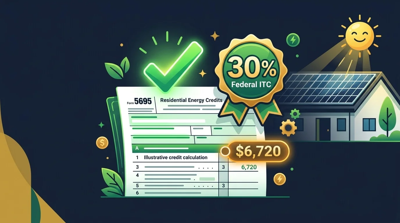 Solar tax credit 2026 — 30 percent federal ITC how to claim complete guide with Form 5695